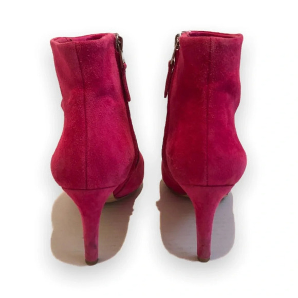 Sam Edelman Colorful Bold Hot Pink Suede Pointed Toe Ankle Booties Women's 6 - Picture 6 of 11